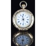 Waltman 14ct gold keyless winding open faced pocket watch with blued hands, Roman numerals, gilt