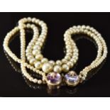 Victorian clasp set with two foiled cabochons and two split pearls in star settings