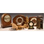 A collection of various mantel clocks etc c1890-1950 to include Le Forestrière famile ormulu style