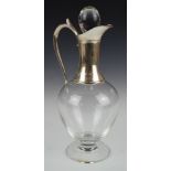 Dartington hallmarked silver mounted claret jug, London 2001, maker J A Campbell, height 30.5cm