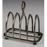 George V hallmarked silver five bar toast rack, London 1917, maker Thomas Bradbury & Sons Ltd,