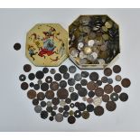 An amateur collection of overseas coinage, includes Jetons, a hammered silver Irish fragment,