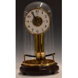 Bulle electric mantel clock, the white Arabic dial with skeletonised centre upon brass supports,