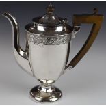 George V hallmarked silver pedestal teapot, Birmingham 1911, maker's mark indistinct, height 22.5cm,