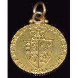 1791 gold full guinea on pendant loop, 9.5g