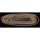 A 9ct gold guard chain made up of oval links, 11.7g