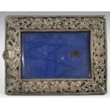 Victorian hallmarked silver photograph frame, to suit 6 x 4 inch photo, with pierced decoration,