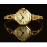 Rolex 18ct gold ladies wristwatch with blued Breguet hands, black Arabic numerals, silver dial,