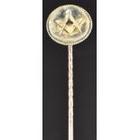 Victorian yellow metal Masonic stick pin, 2g