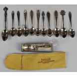 Twelve American silver souvenir spoons to include San Francisco, Las Vegas, Grand Canyon and