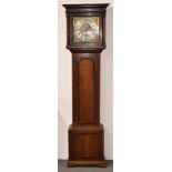 Jo Sill / Richard Sill George III oak eight day longcase clock, the square brass dial with silver