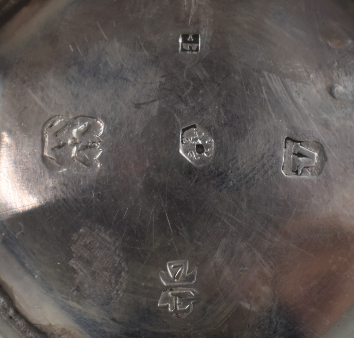 Dutch silver twin handled octagonal bowl with engraved decoration of figures and Dutch silver - Image 4 of 4