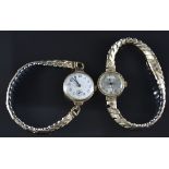 Two 9ct gold ladies wristwatches watches including one Excalibur, each with blued hands, Arabic