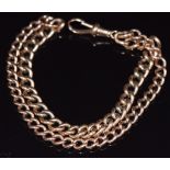 A 9ct rose gold bracelet made from a double Albert, 24.5g