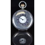 J W Benson hallmarked silver keyless winding half hunter pocket watch with subsidiary seconds