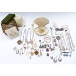 A collection of jewellery including vintage brooches, 9ct gold earring and charm, Art Deco stick
