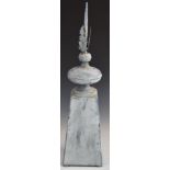 A distressed metal finial or garden ornament, H68cm