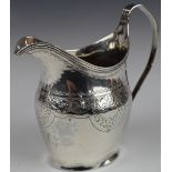 Georgian hallmarked silver milk jug with engraved decoration, London 1804, maker's mark rubbed but