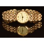 Accurist 9ct gold ladies wristwatch with gold hands and hour markers, champagne dial and quartz