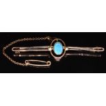 A 9ct gold brooch set with an opal doublet and seed pearls, 2.9g