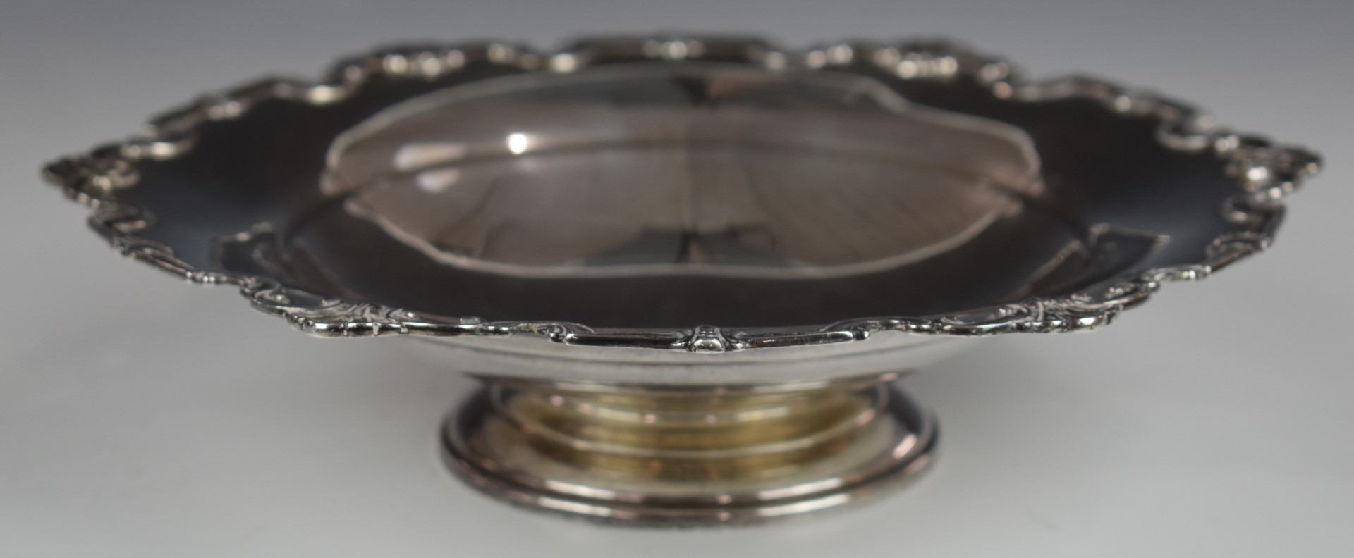 Mappin & Webb George V hallmarked silver pedestal bowl with shaped edge, Sheffield 1935, diameter