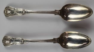 Victorian pair of King's pattern hallmarked silver table spoons, London 1842, maker William