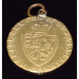 1793 gold half guinea on pendant loop, 4.2g