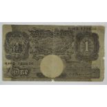 WW2 Nazi propaganda banknote, obverse British £1 note reverse anti British propaganda in Arabic,