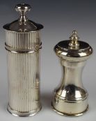Hallmarked silver pepper grinder, Birmingham 1974, maker J B Chatterley & Sons Ltd, height 10cm,