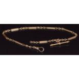 A c1900 9ct gold Albert / necklace made up of elongated and knotted links, 14.2g