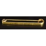 A 9ct gold brooch/tie pin, 2.3g