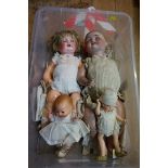 Four various dolls, comprising: a Heubach Koppelsdorf 300-5; a Simon & Halbig 156/8; an Armand