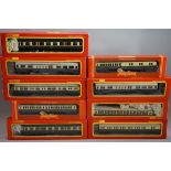 Nine 'OO' gauge GRW coaches, each in Hornby box. (9)