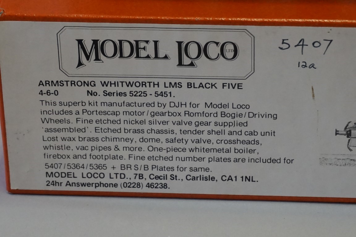 A DJH 'OO' gauge LMS 4-6-0 Black Five locomotive 5407 and tender, in original Model Loco Ltd box. - Image 4 of 7