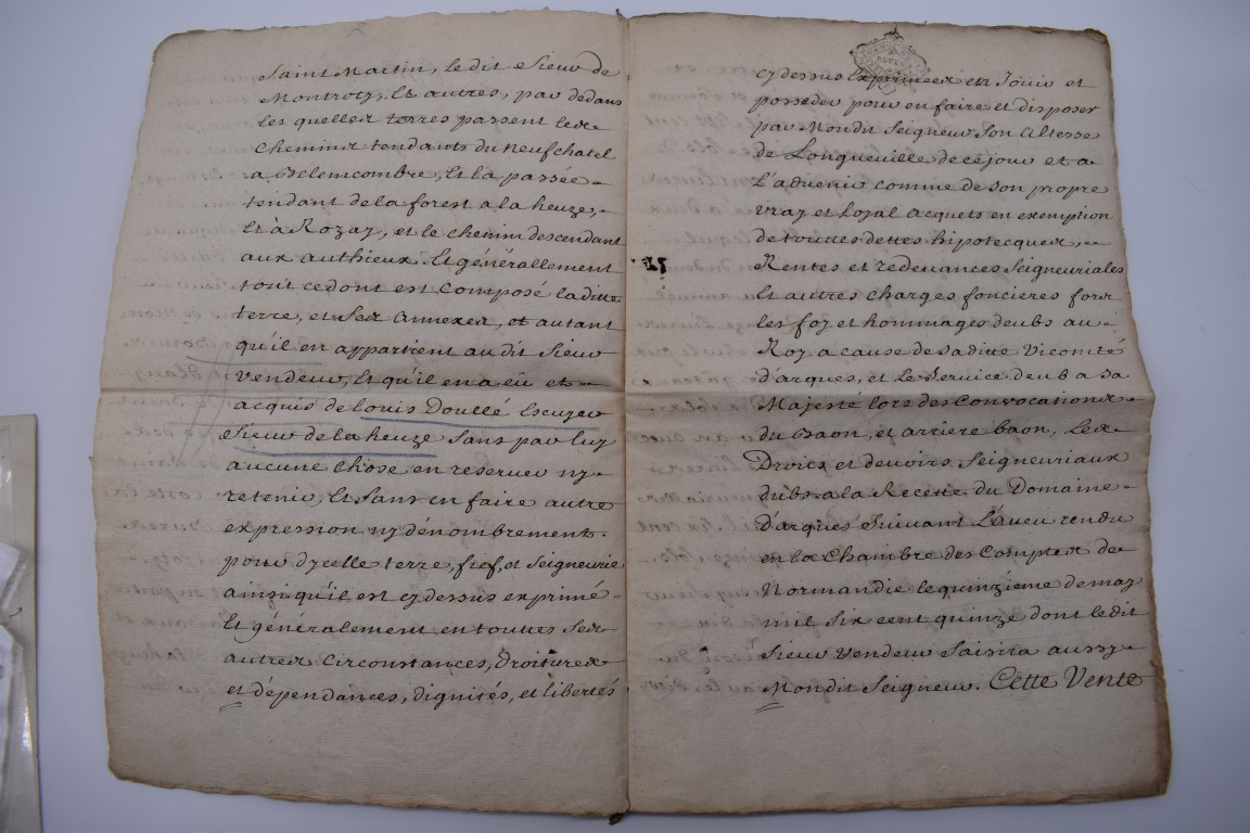 CONTINENTAL DOCUMENTS: group of 9 items, including French manuscript on vellum dated 1645: - Image 19 of 24