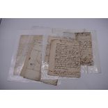 MANUSCRIPTS, ENGLISH, 17TH & 18TH CENTURY: a group of 8 items, to include letter entire from John