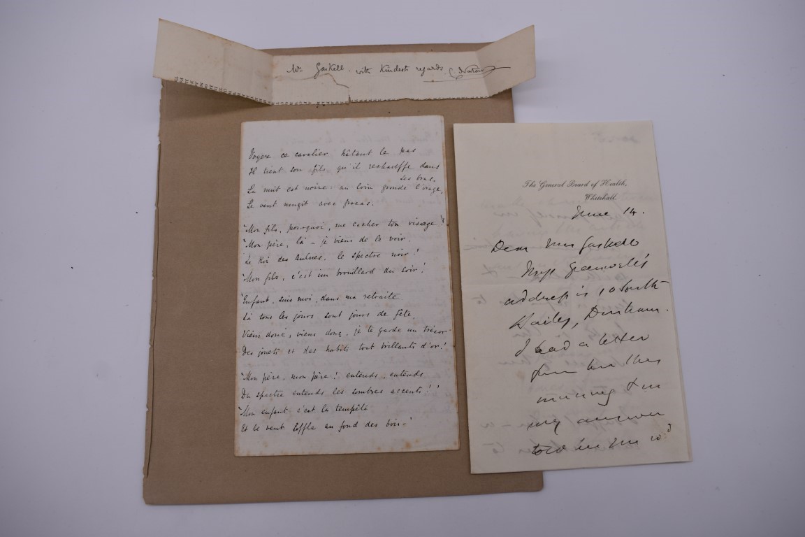 TAYLOR (Tom, 1817-1880): 4 side ALS from Tom Taylor to Mrs Gaskell, printed heading for General