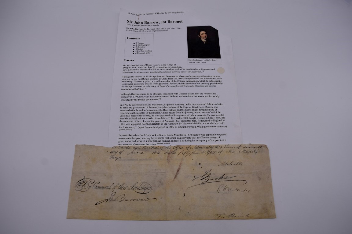 DOCUMENTS, LETTERS AND AUTOGRAPHS: collection of 5 items, to include: Approval of Disbursements of - Image 7 of 8