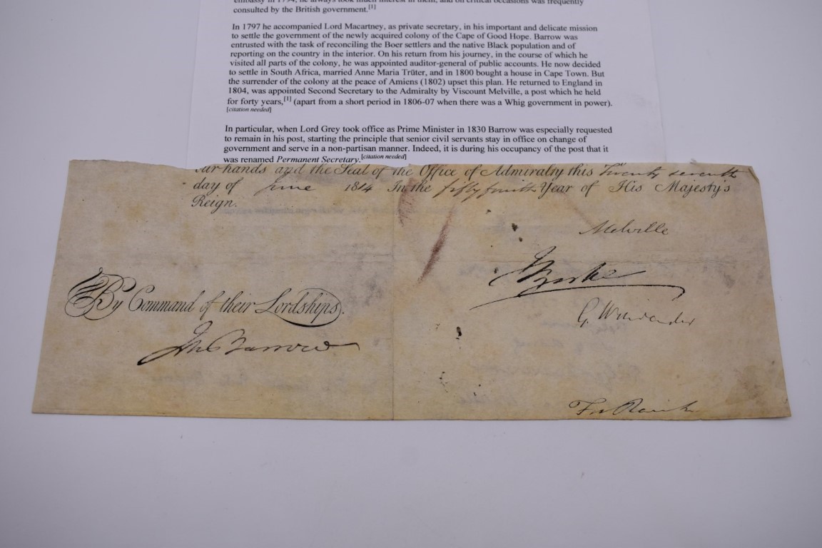 DOCUMENTS, LETTERS AND AUTOGRAPHS: collection of 5 items, to include: Approval of Disbursements of - Image 8 of 8