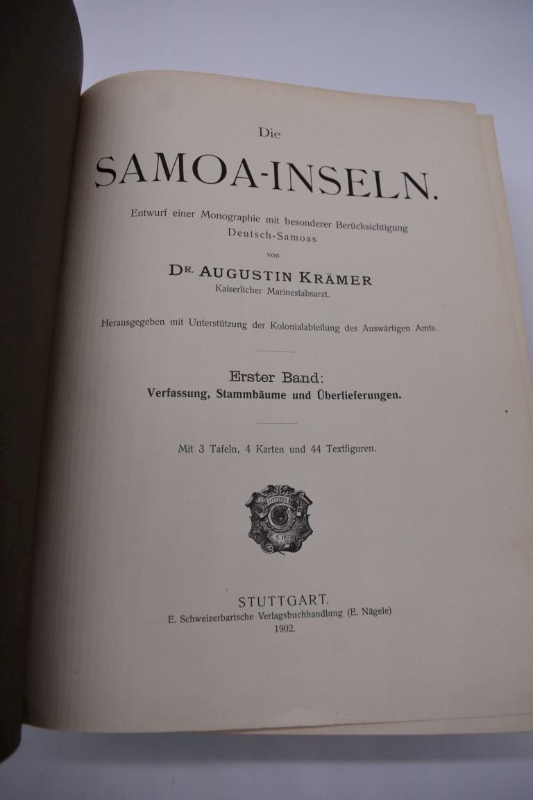 SAMOA: KRAMER (Augustin, Dr): 'Die Samoa-Inseln...' Stuttgart, 1903: 2 vols, folio, publishers plain - Image 4 of 4