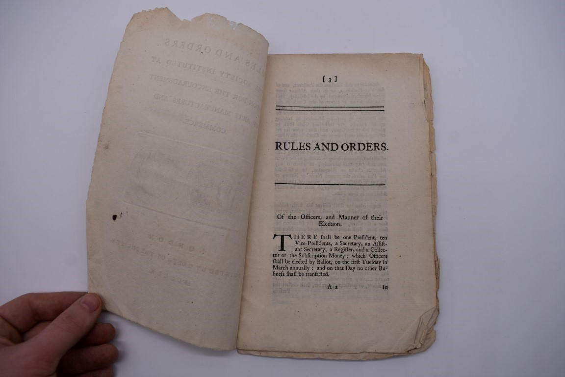 ARTS MANUFACTURES AND COMMERCE: 'Rules and Orders of the Society Instituted at London for the - Image 3 of 17