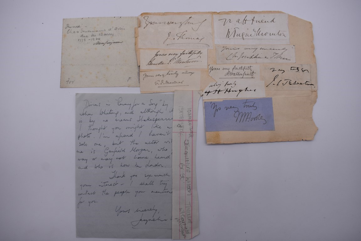 AUTOGRAPH MISCELLANY: collection of approx 30+ cut autographs and letters, largely political and - Image 7 of 10