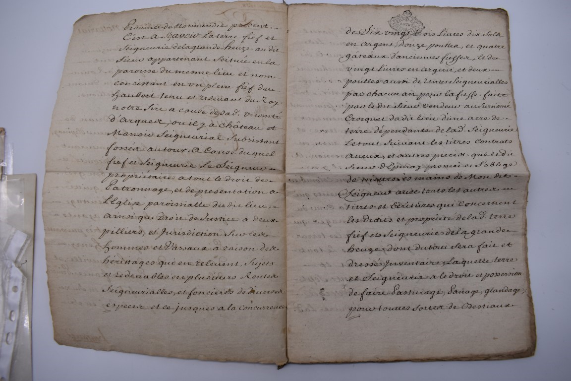 CONTINENTAL DOCUMENTS: group of 9 items, including French manuscript on vellum dated 1645: - Image 17 of 24