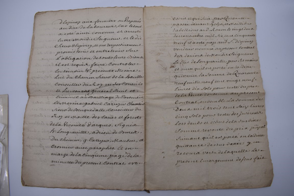 CONTINENTAL DOCUMENTS: group of 9 items, including French manuscript on vellum dated 1645: - Image 23 of 24