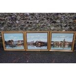 A set of three oils of continental scenes, by Andre Grass.Payment must be made in advance of