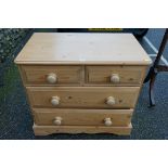 A small pine chest of drawers, 81cm wide x 72cm high.Payment must be made in advance of collection