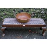 A long mahogany footstool; together with a copper preserving.Payment must be made in advance of