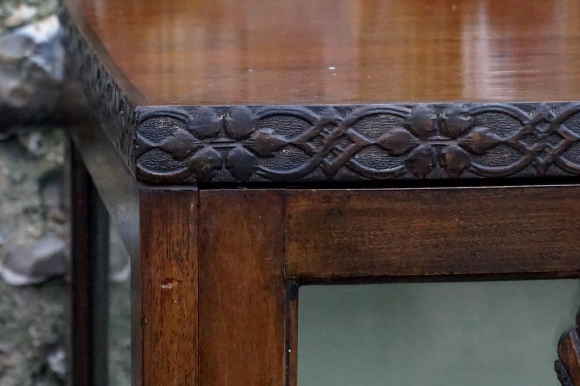 A 1960s mahogany bowfront display cabinet, 126cm high x 60cm wide; together with a reproduction - Image 2 of 4