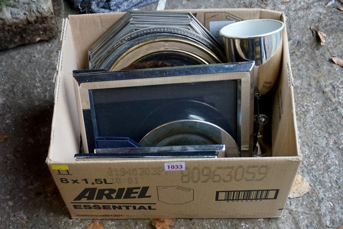 A quantity of plated trays, mirrors and trophy cups.Payment must be made in advance of collection