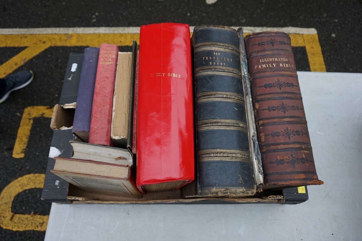 Three old family Bibles; together with a few misc. other books.Payment must be made in advance of